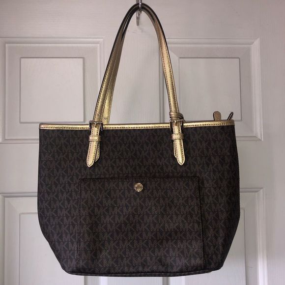 MICHAEL MICHAEL KORS 'snap Pocket' Bag In DARK Brown / GOLD, MSRP $198 - Picture 2 of 9